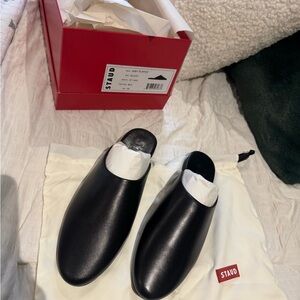 STAUD Black Leather Women's Mules